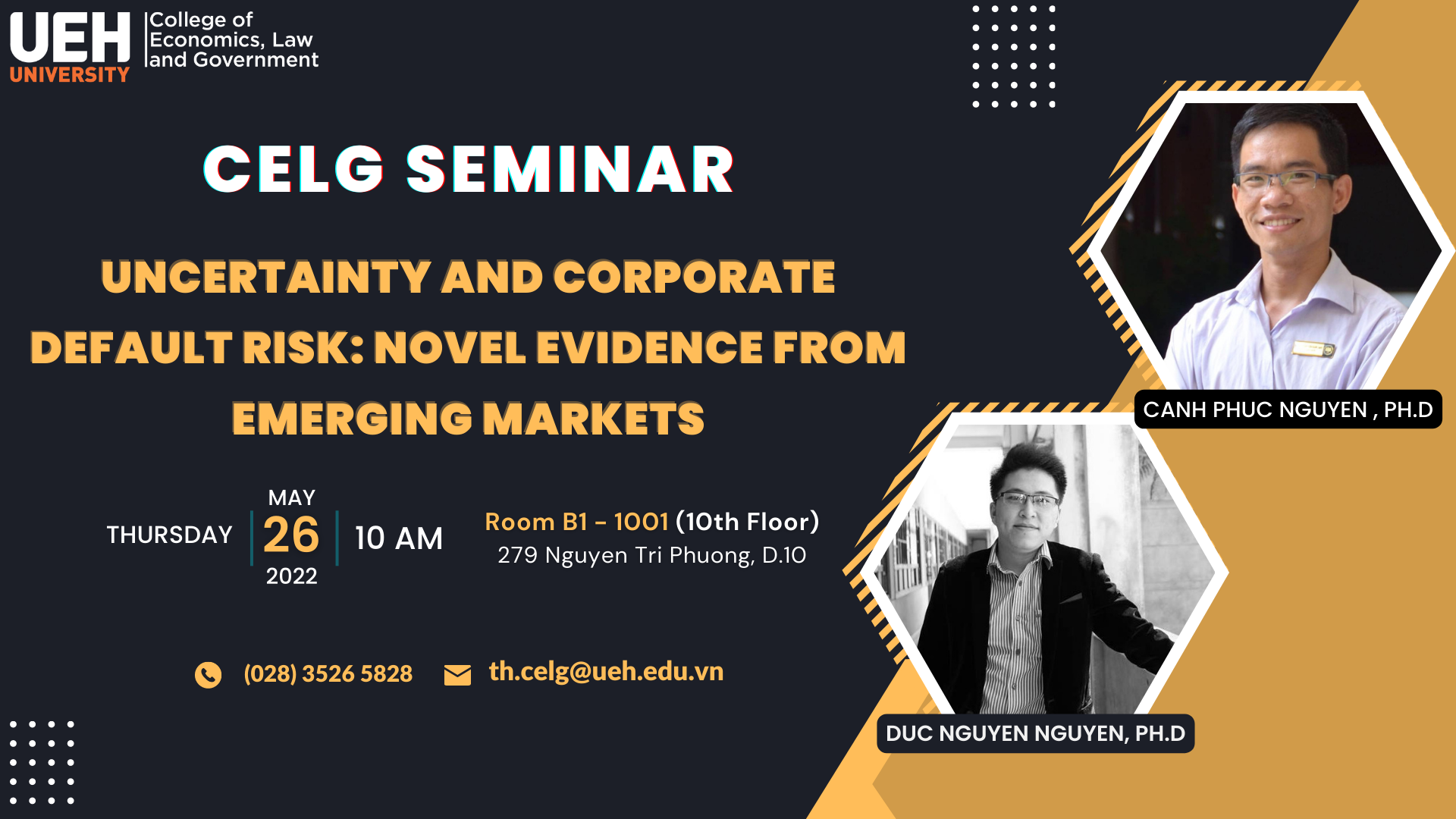 CELG seminar - Uncertainty and corporate default risk: Novel evidence from emerging markets
