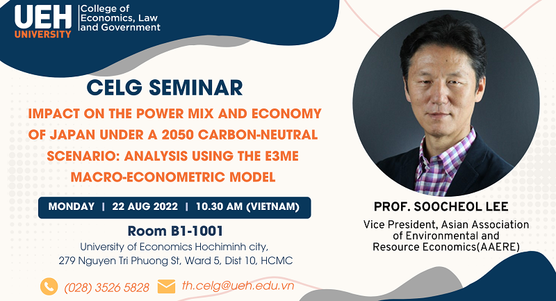 CELG Seminar: Impact on the power mix and economy of Japan under a 2050 carbon-neutral scenario: Analysis using the E3ME macro-econometric model